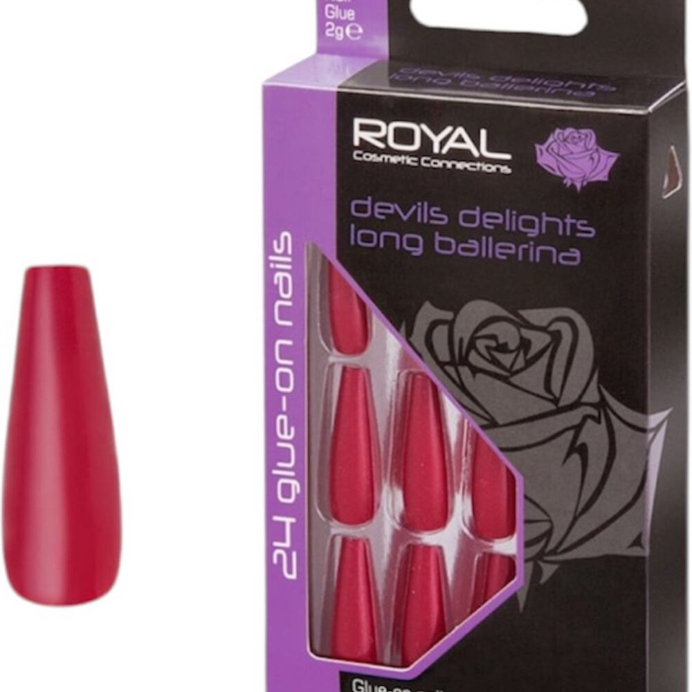 Royal Nagels Devils delights Long Ballerina 24 stuks Rood