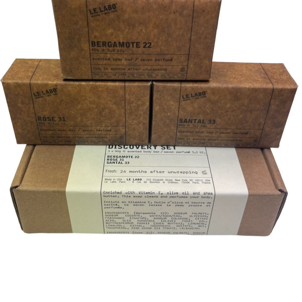 Le Labo Parfum Zeep 3x 90gr Bergamote 22- Rose 31- Santal 33 Savon Perfumé