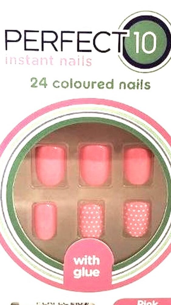 Perfect 10 Nageltips Pink Palka Dot 24 stuks+Lijm