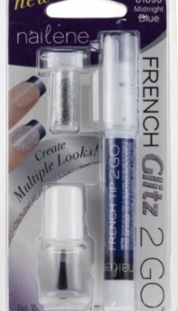 Nailene French Glitz 2 Go Midnight Blue + glitter+ Top Coat