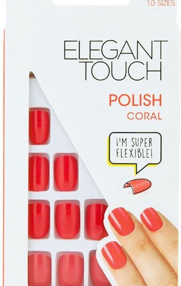 Elegant Touch Nageltips Super Flexible Polish Coral 24stuks+Lijm