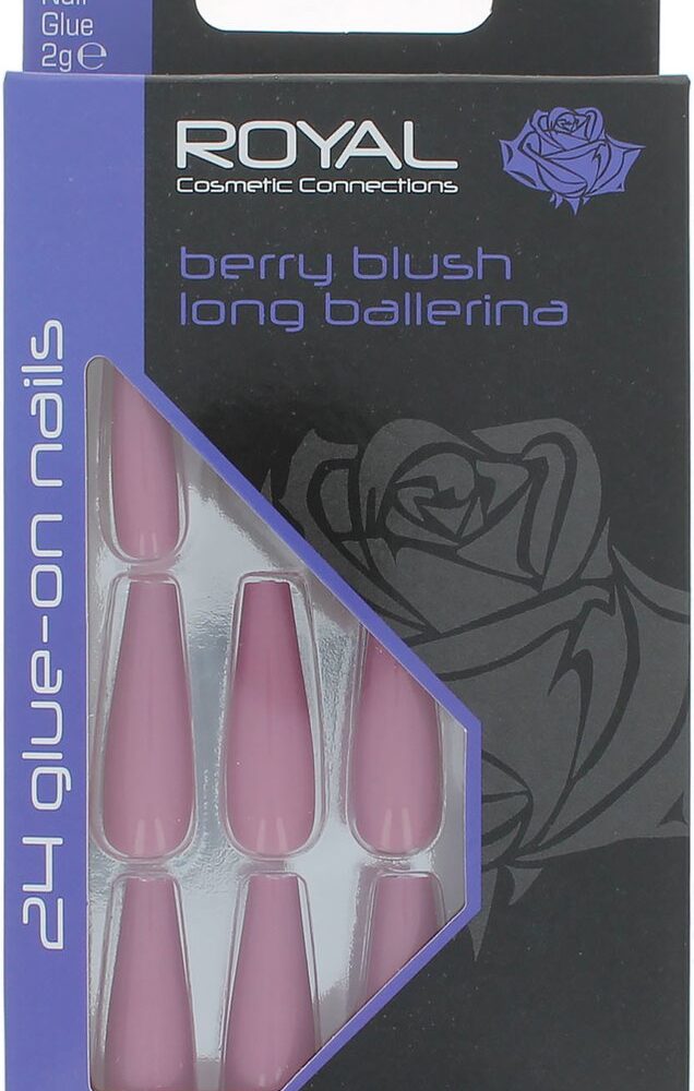 Royal 24 Long Ballerina Glue-On Nails - Berry Blush