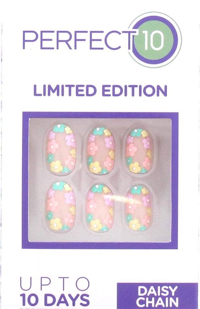Perfect 10 Full Cover Nageltips Daisy Chain 24 stuks+Lijm