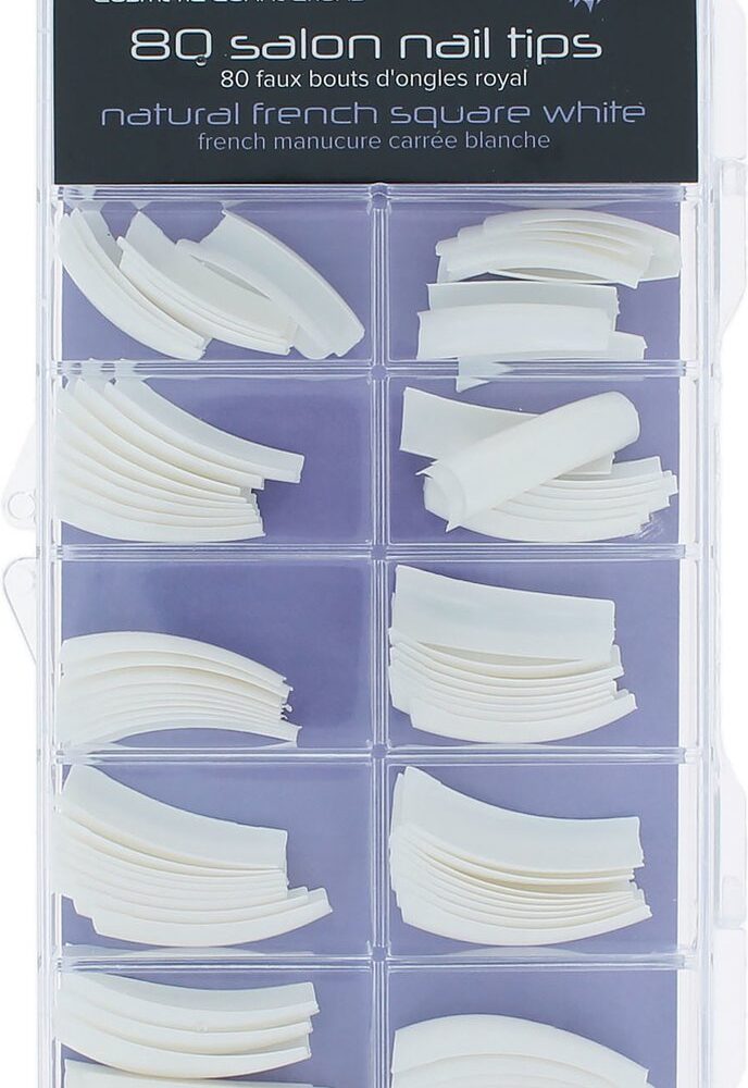Royal 80 Salon Nail Tips - Natural French Square White