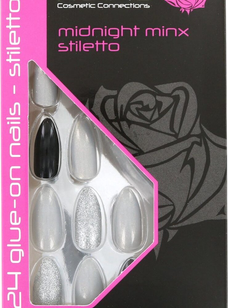 Royal 24 Stiletto Glue-On Nail Tips - Midnight Minx (met nagellijm)