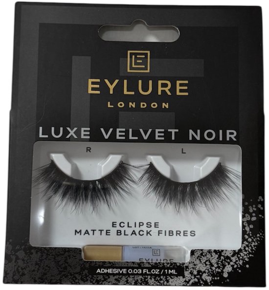Eylure London wimpers Luxe Velvet Noir eclipse Matte Black Fibres + lijm